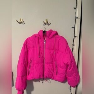 Zara Hot Pink Jacket with adjustable drawstrings